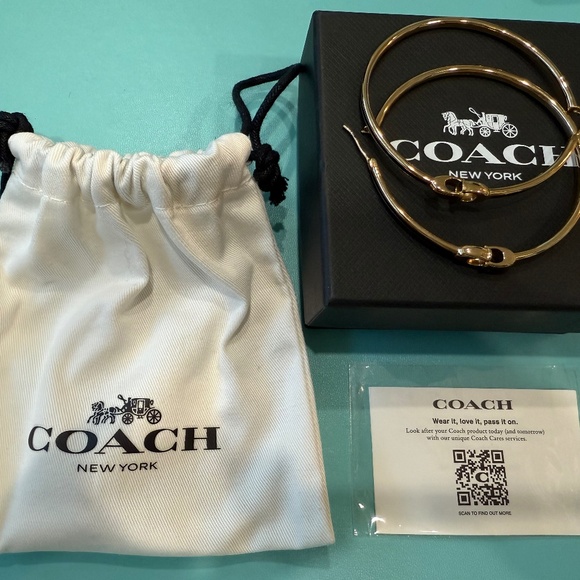 COACH Signature Enamel Large Hoop Earrings - Picture 1 of 6